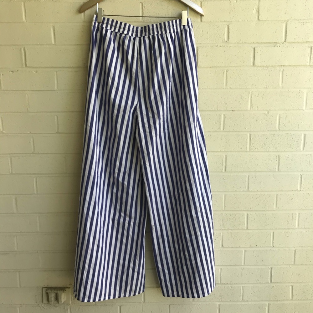Onia Chloe Stripe Poplin Wide Leg Palazzo Pants - Picture 7 of 9
